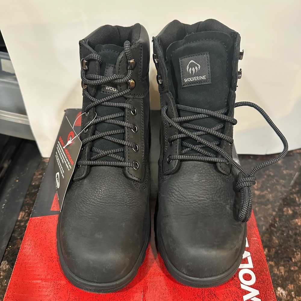 Wolverine Carlsbad Mens 8 Steel Toe Work Boots Black Leather Waterproof W231124